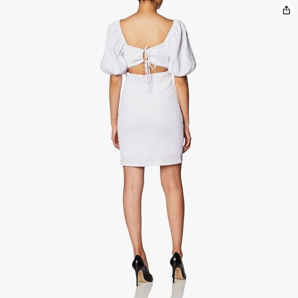 GUESS Womens White Short Sleeve Charlotte Tie Back Mini Dress - Picture 3 of 16